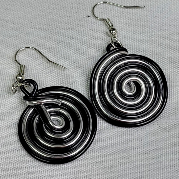 Large Silver Statement Wire Art and Druzy Stone Necklace with Earrings Set - Picture 8 of 12